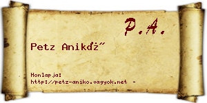 Petz Anikó névjegykártya