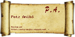 Petz Anikó névjegykártya